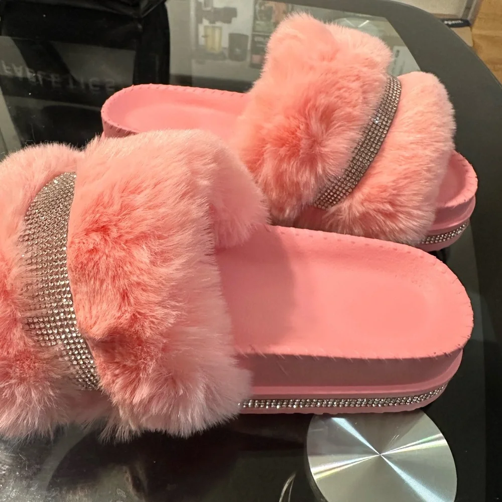 Custom Bling Pink Slippers - Picture 3 of 5
